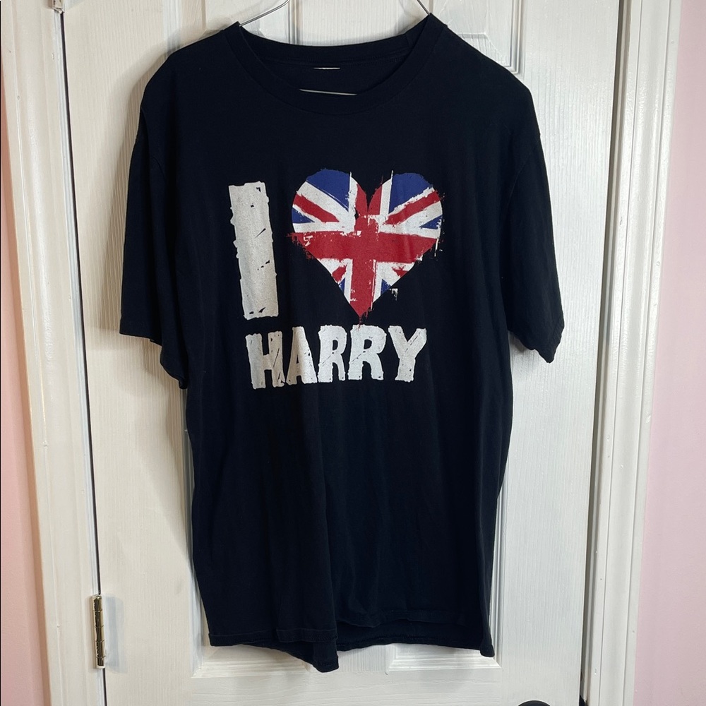 I Heart Harry Union Jack Graphic Tee Black Size XL
